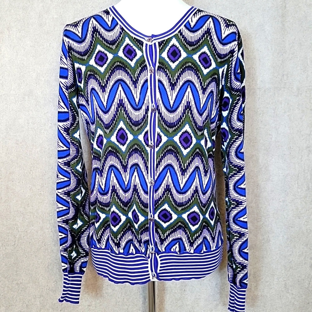 Tory Burch cardigan size medium blue green like new